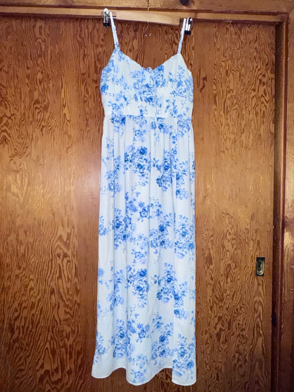 Inspired Hearts White & Blue Floral Maxi Slip Dress